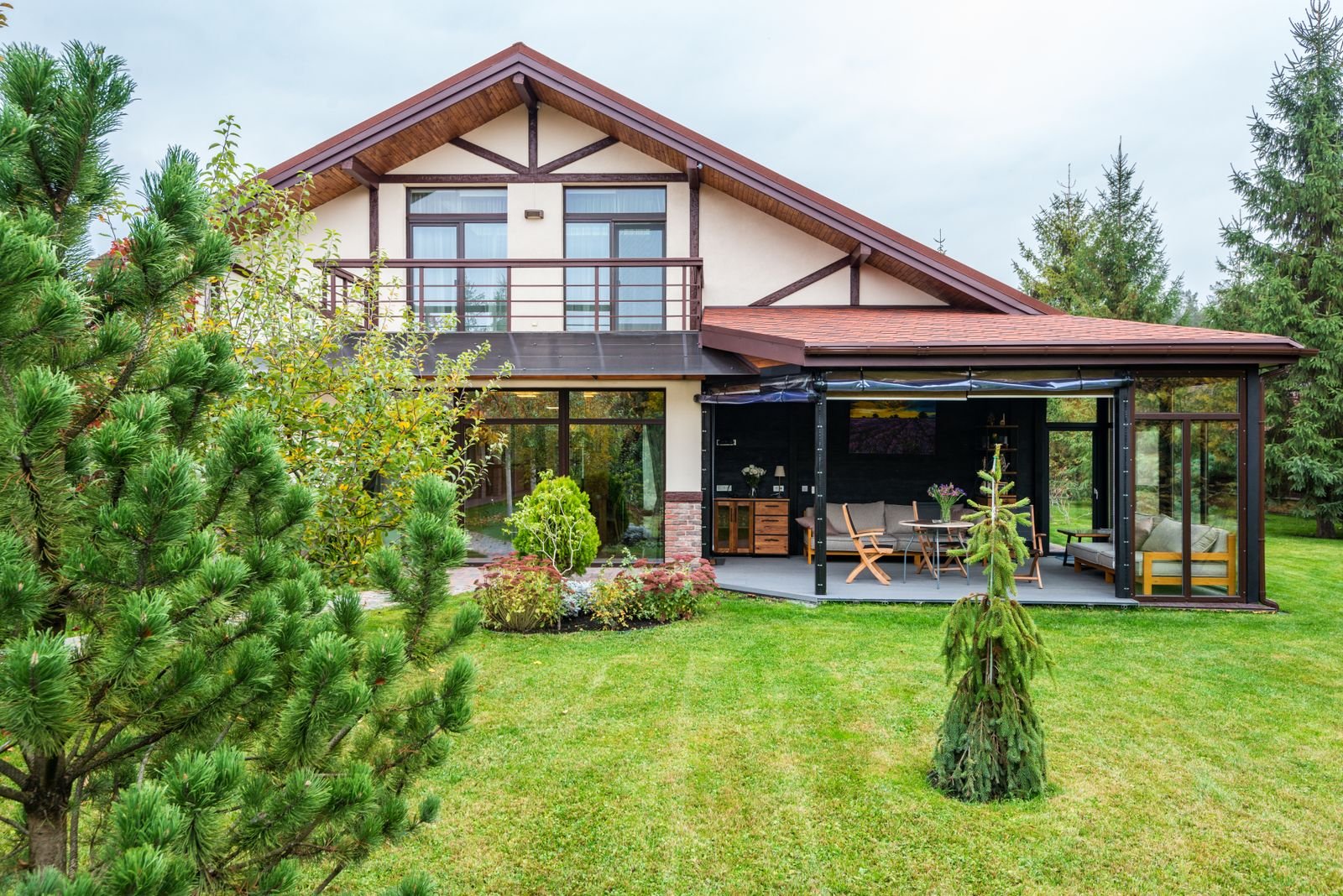 Large covered outdoor room attached to a house